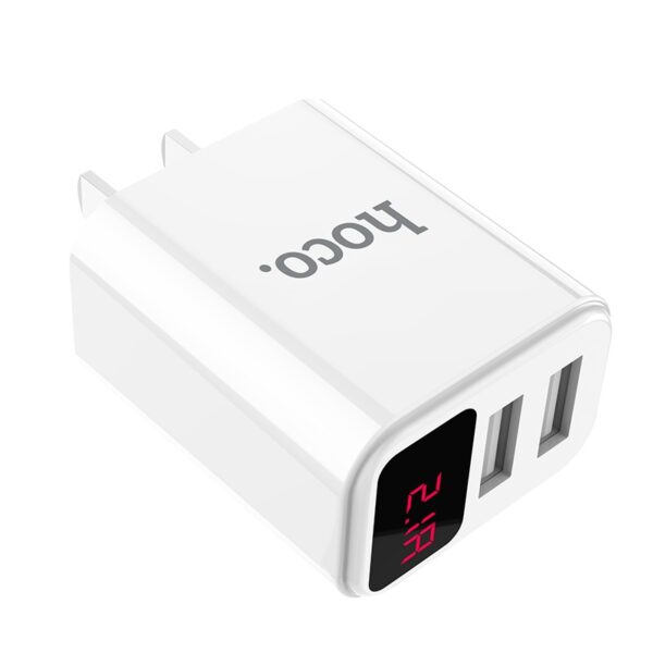 hoco-c63-victoria-dual-port-wall-charger-with-digital-display